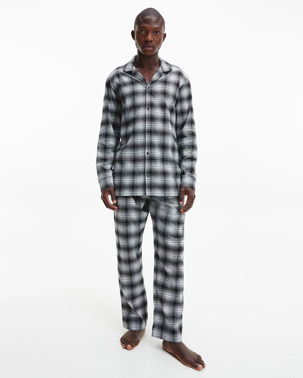 Flannel Long Sleeve Button Down Shirt, CK Shadow Plaid+Black, hi-res