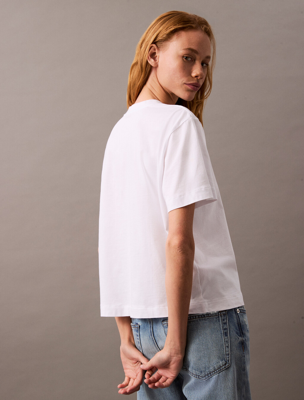 CK Logo Boxy Tee, Brilliant White, hi-res