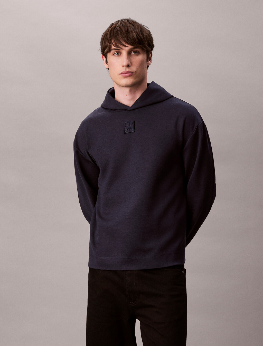 Stretch Wool Blend Hoodie, Dark Sapphire, hi-res