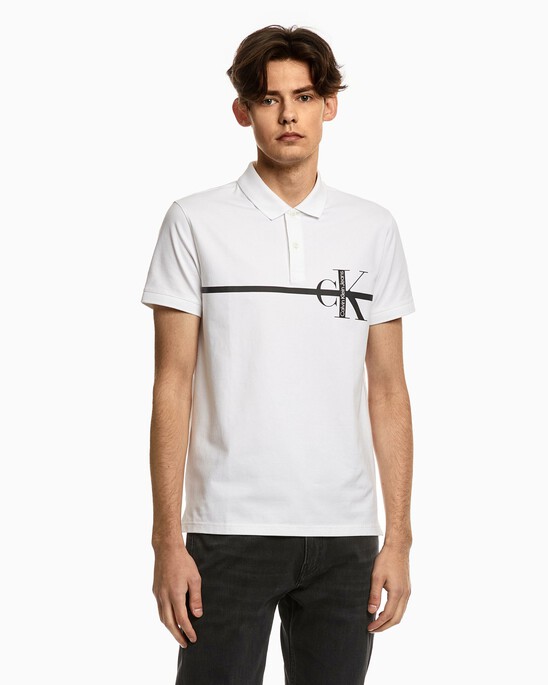 BLACK ARCHIVAL STRIPE MONOGRAM POLO