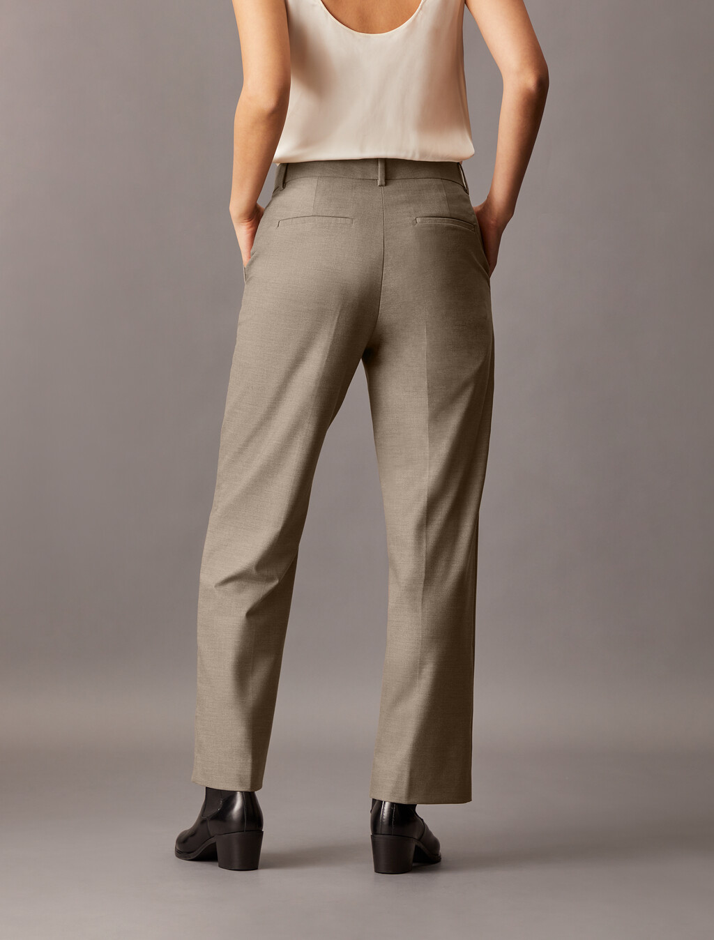 Refined Stretch Trousers, Driftwood Melange, hi-res