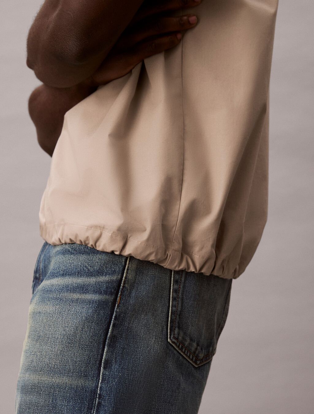 1/4 Zip Bungee Hem Easy Shirt, Vintage Khaki, hi-res