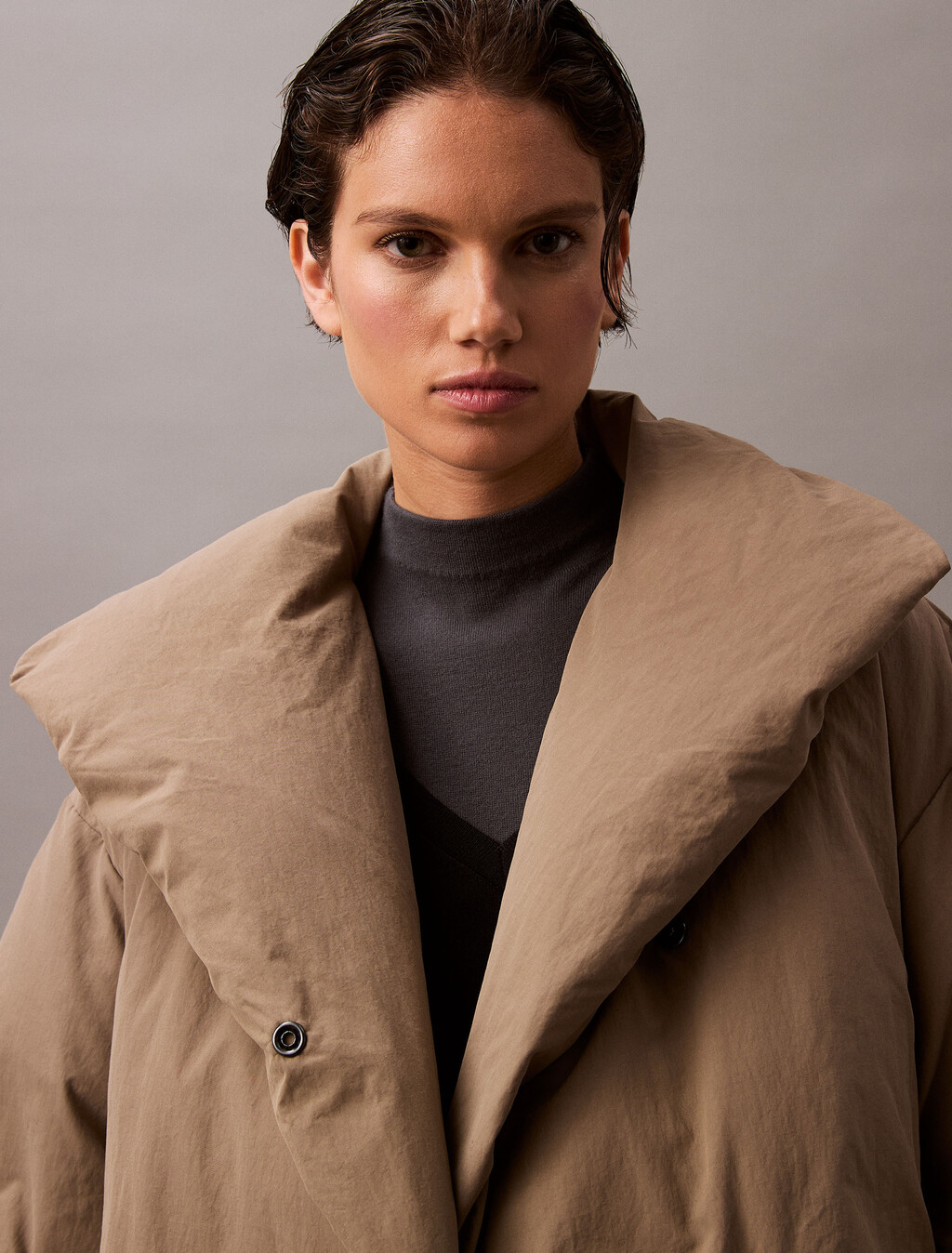 Heavyweight Cropped Puffer Coat, Brindle, hi-res