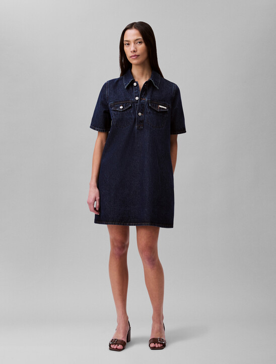 Denim A-line Mini Dress