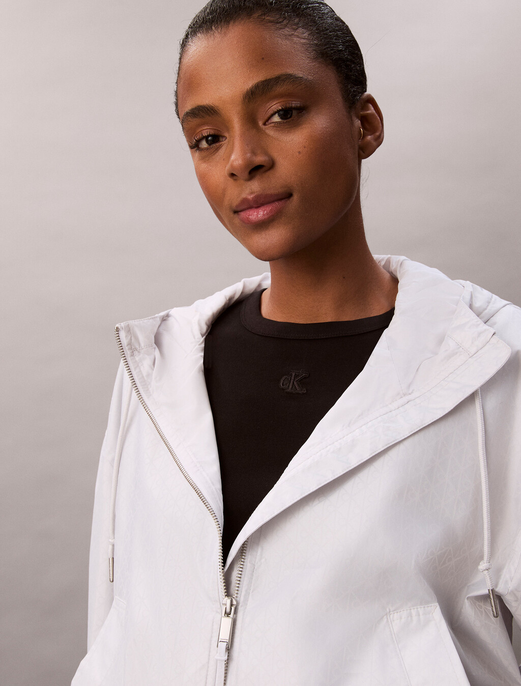 All Over Print Logo Jacquard Wind Jacket, Silver Haze, hi-res