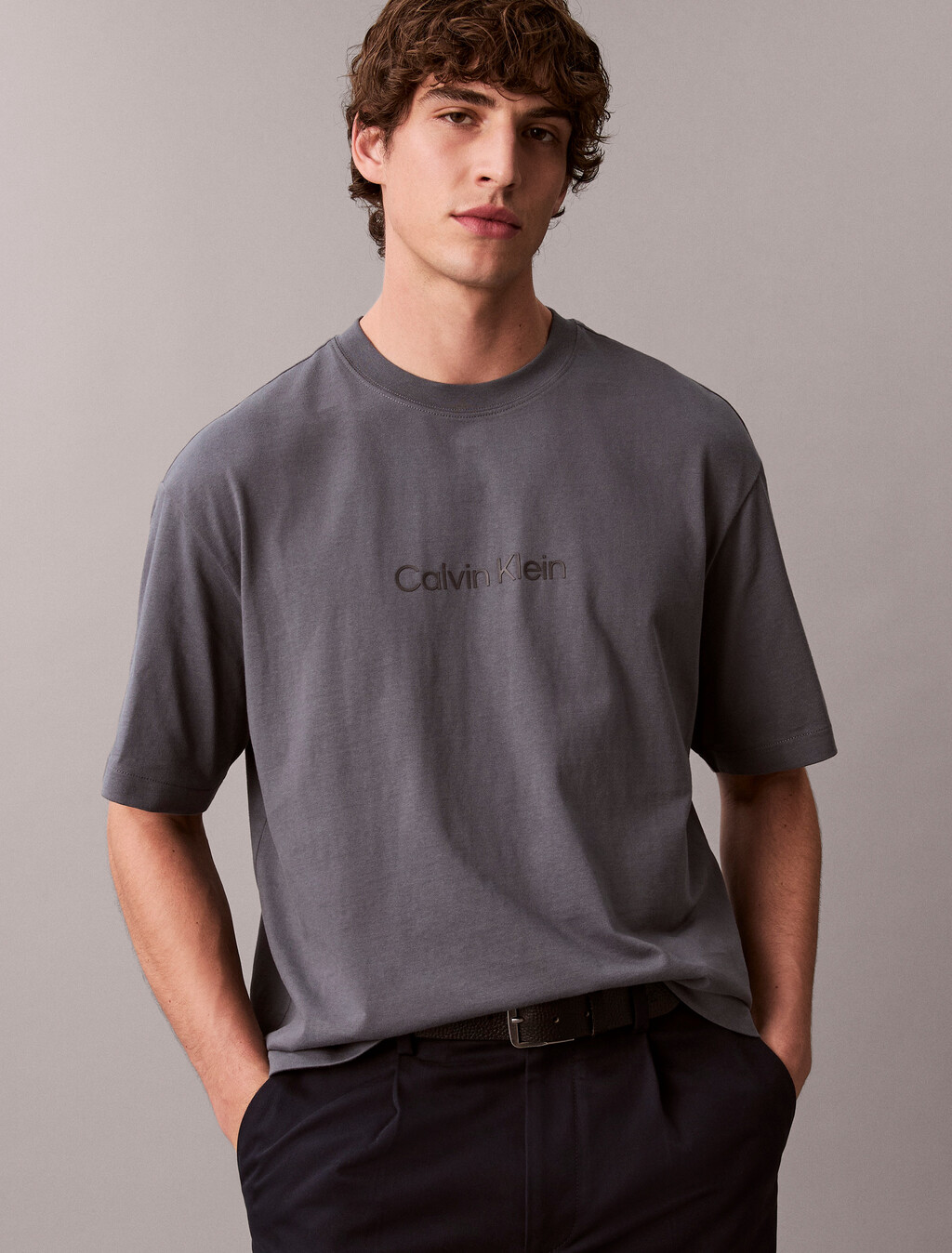 Calvin Logo Crew Neck Tee, Anchor Navy, hi-res