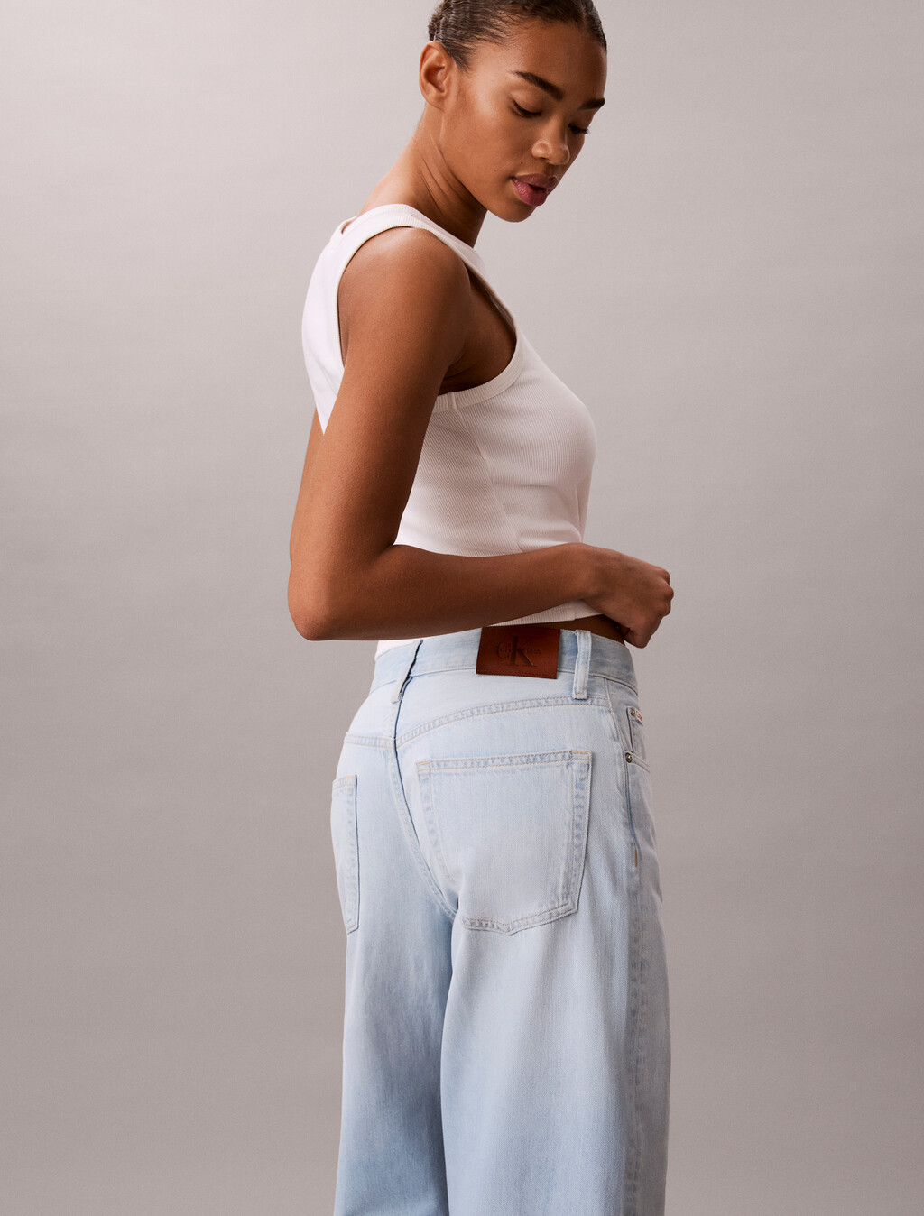 Cotton Linen Wide Leg Jeans, LT ANDERSON, hi-res