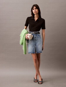 Essential Slim V Neck Polo, Black, hi-res