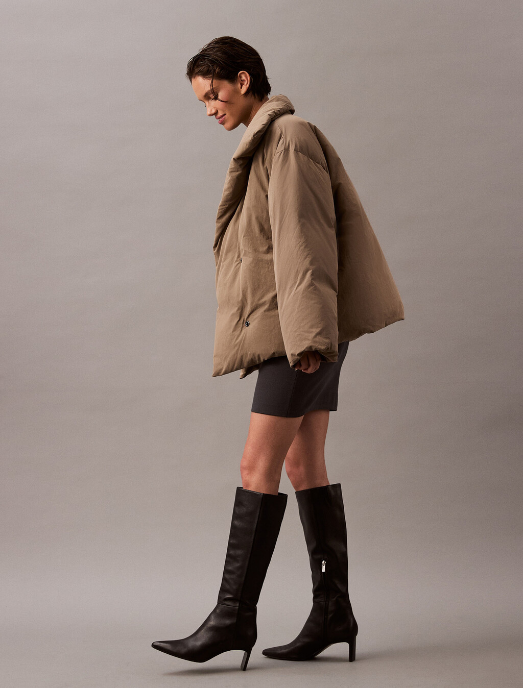 Heavyweight Cropped Puffer Coat, Brindle, hi-res