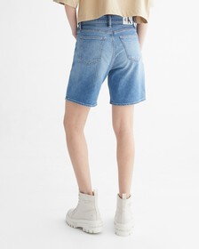 WASHED MID LENGTH DENIM SHORTS, 154 MID BLUE, hi-res