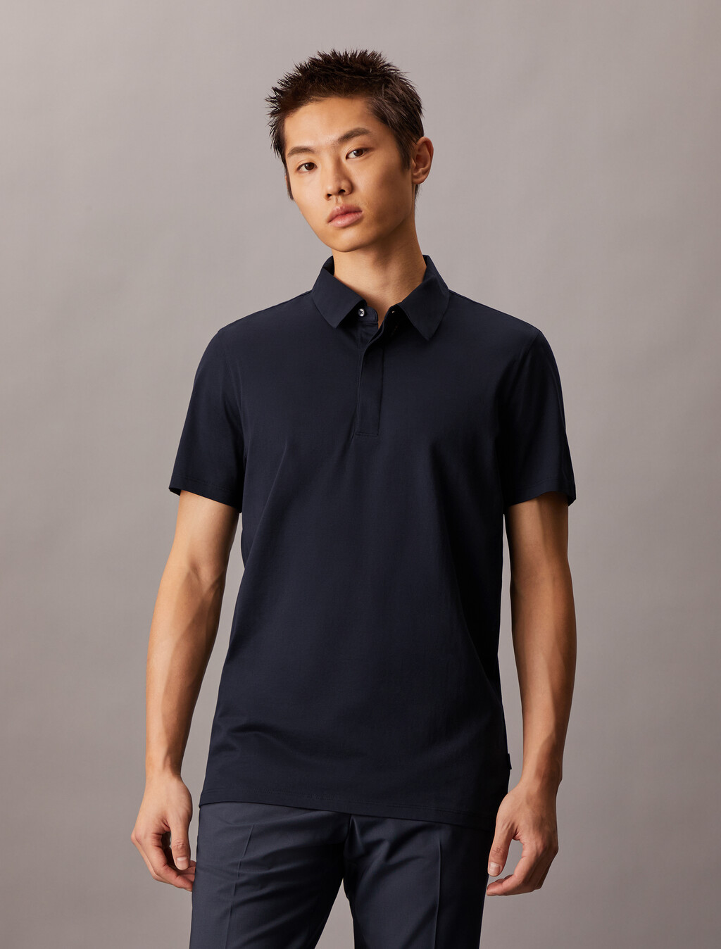 Double Mercerized Cotton Short Sleeve Polo, Black Beauty, hi-res