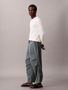 Cotton Nylon Drawstring Parachute Pant, Seaside Aqua, hi-res