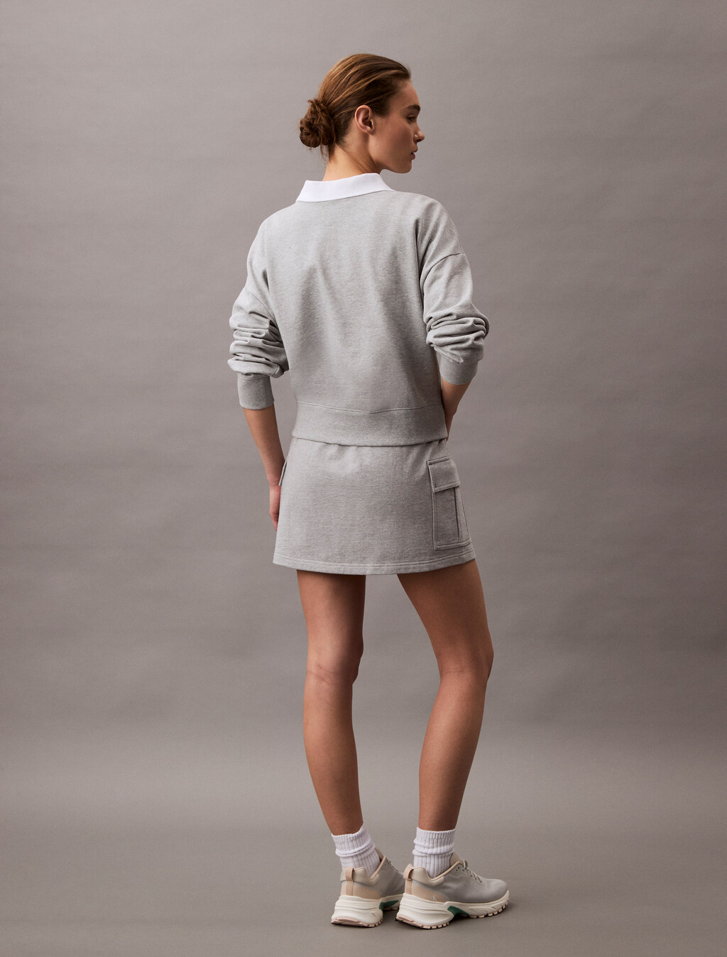 Cotton Terry Cargo Mini Skirt, Heroic Grey Heather, hi-res