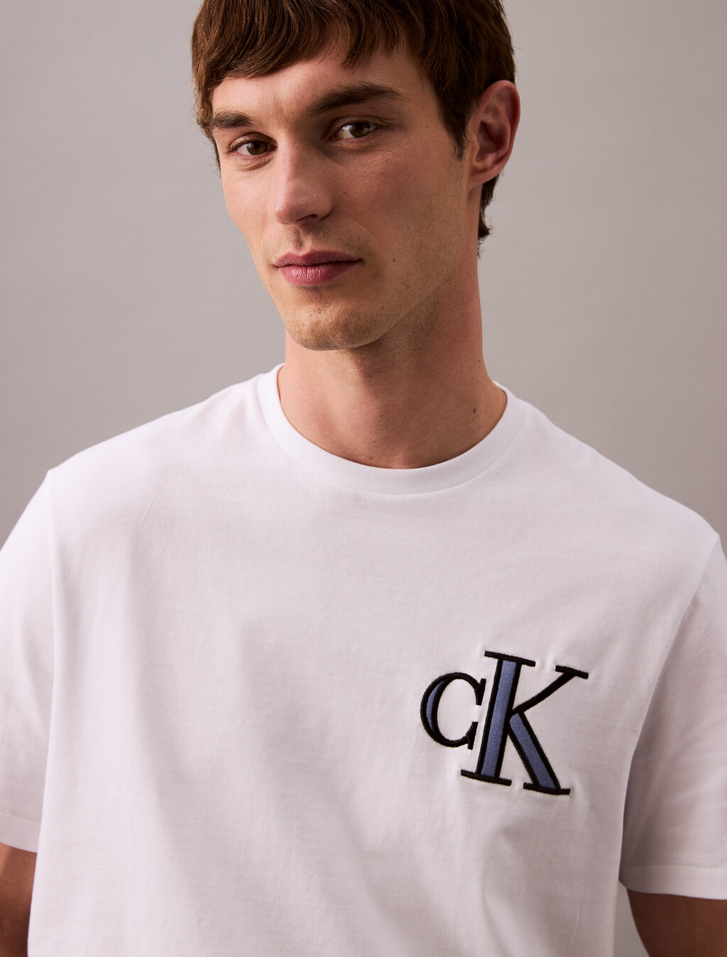 Varsity CK Badge Crewneck Tee, Brilliant White, hi-res