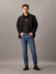 Relaxed Cotton Poplin Shirt, Ck Black, hi-res