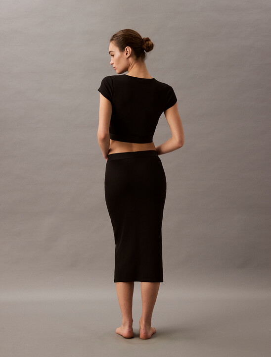 Cotton Stretch Rib Knit Skirt