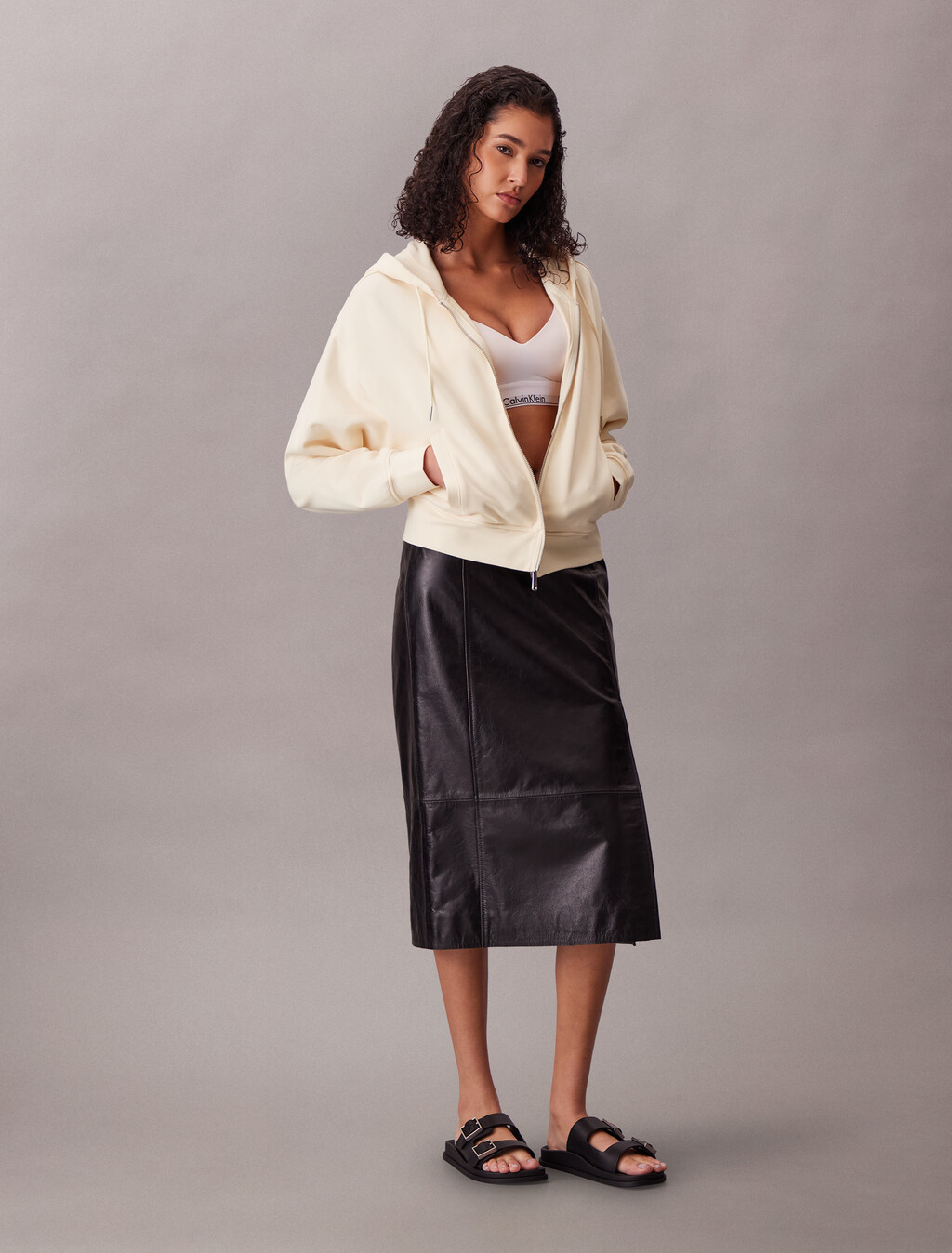 Cropped Monogram Zip-Up Hoodie, Calico, hi-res