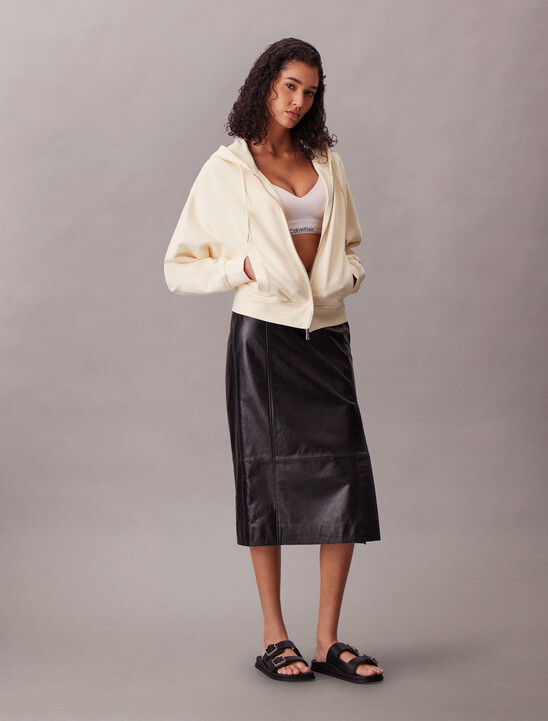 Cropped Monogram Zip-Up Hoodie