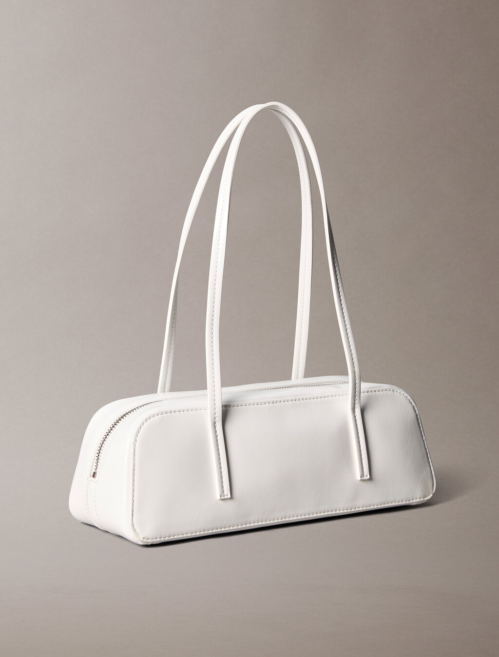 Glossy Foil Logo Bauletto Shoulder Bag, White Alyssum, hi-res