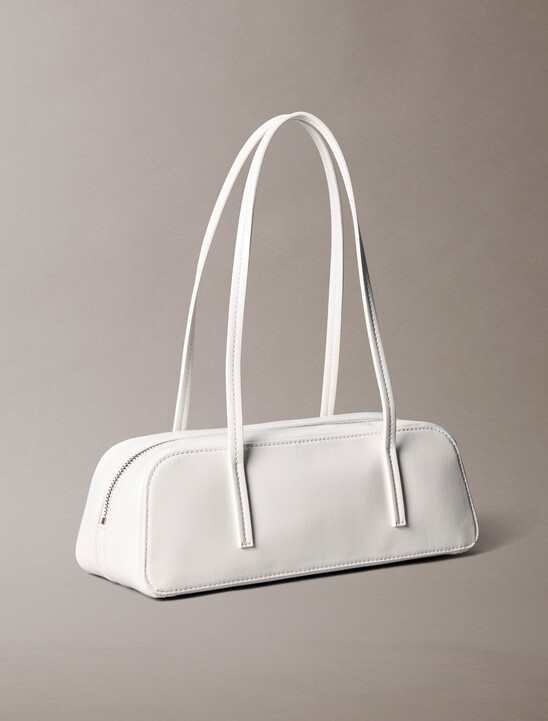 Glossy Foil Logo Bauletto Shoulder Bag