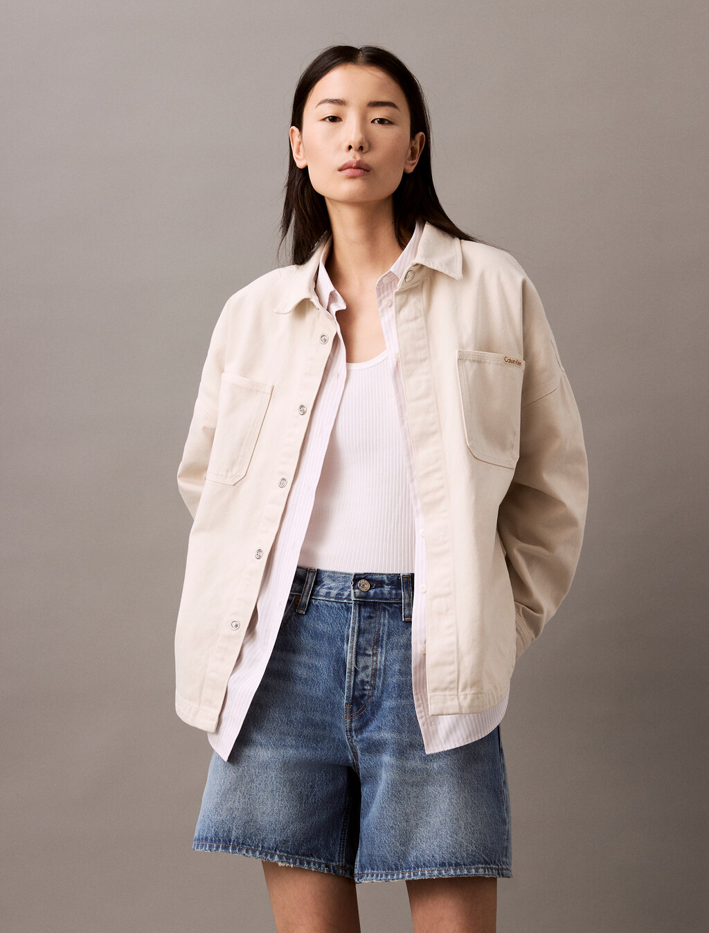 Oversized Utility Shirt, SOFT BONE, hi-res