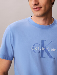 Washed Cotton Monogram T-shirt, Marina, hi-res