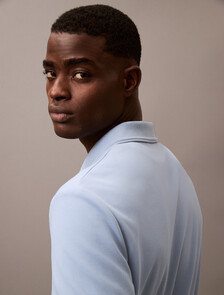 Embossed Monogram Tipped Polo, Faded Denim, hi-res