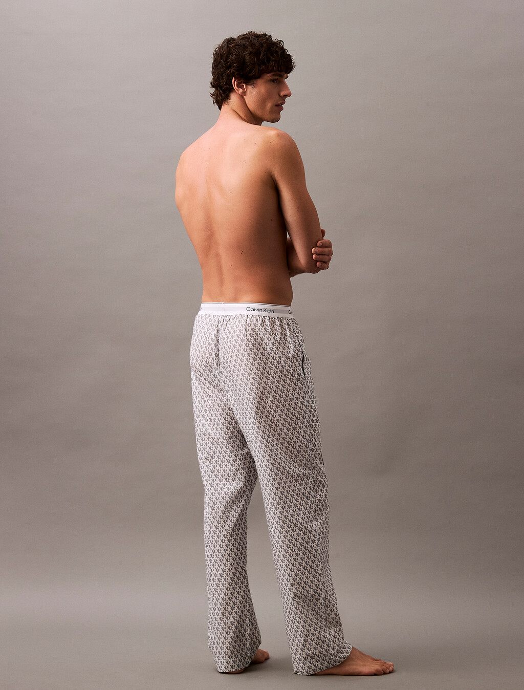 Cotton Poplin Sleep Pants, 18659 PLUSH MONOGRAM_4.65in+ASH, hi-res