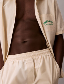 Cotton Crest Logo Pyjama Shorts, SLIM STRIPE CHALK, hi-res