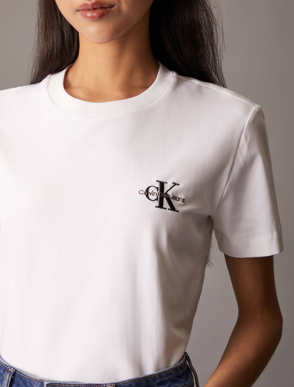 Core Monogram Embroidery Tee, Bright White, hi-res