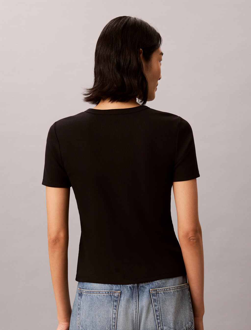 Ribbed Short Sleeve Cardigan, Black, hi-res