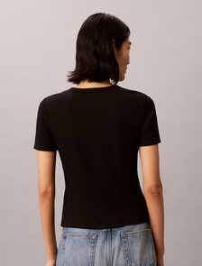 Ribbed Short Sleeve Cardigan, Black, hi-res