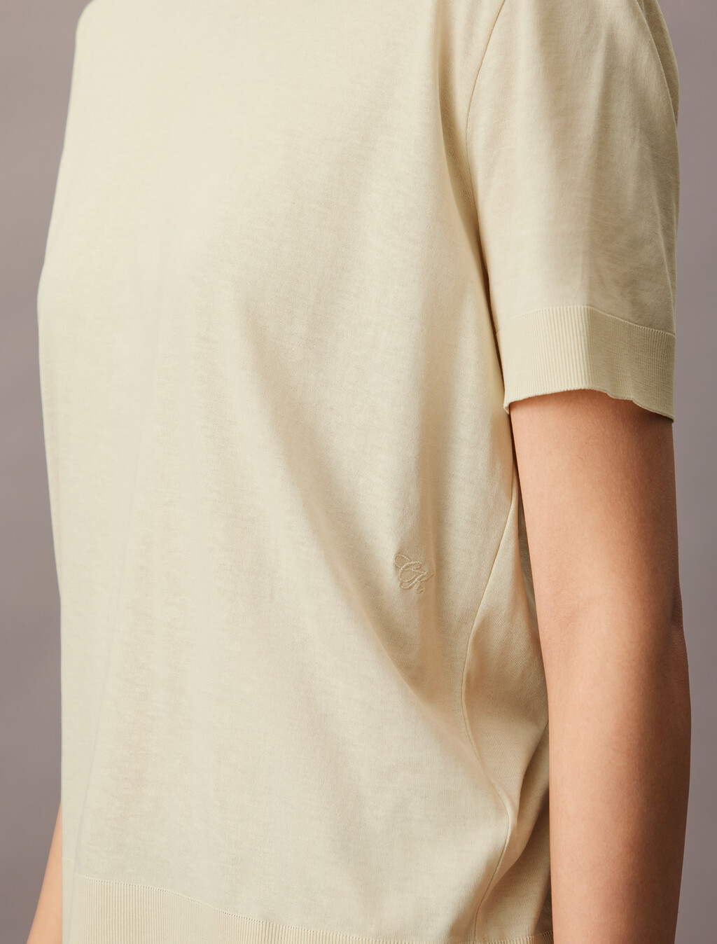 Silk Cotton Crewneck Tee, Steam Green, hi-res