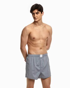 PURE COTTON SLEEP SLIM BOXERS, Blue Chambray Heather, hi-res