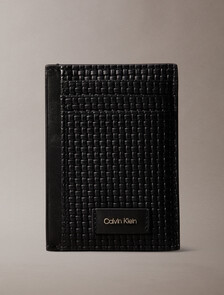 Embossed Woven Card Case, Black, hi-res