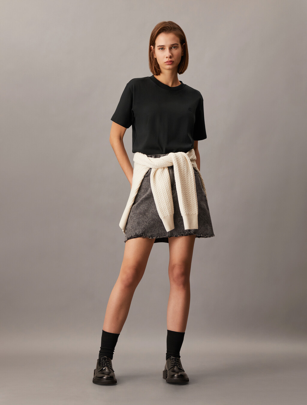 Monogram Embroidery Tee, Ck Black, hi-res