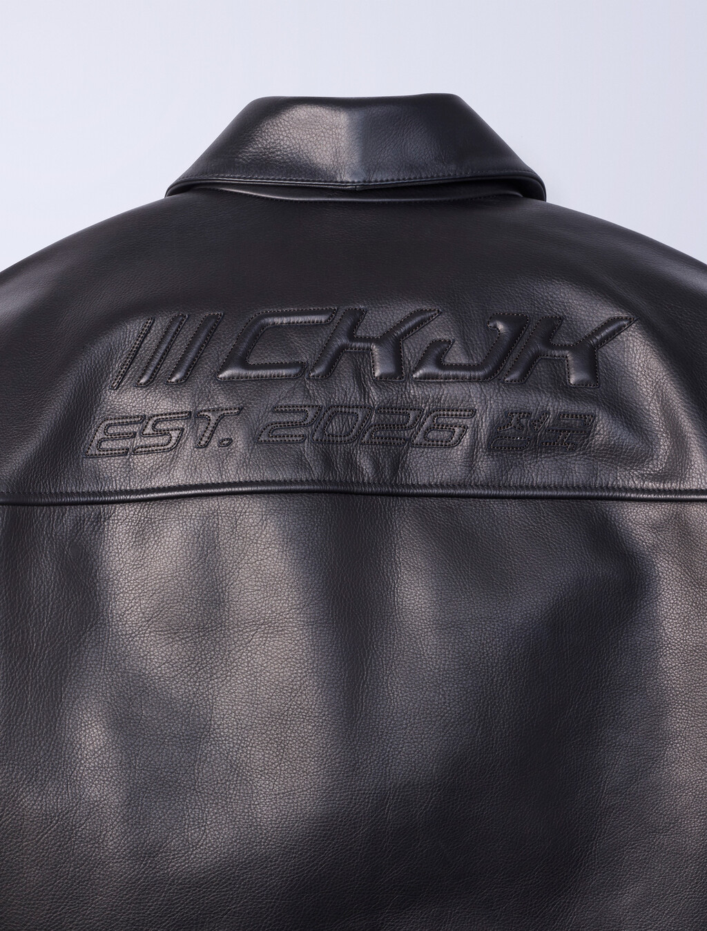 Jung Kook for Calvin Klein Leather Racer Jacket, Black, hi-res