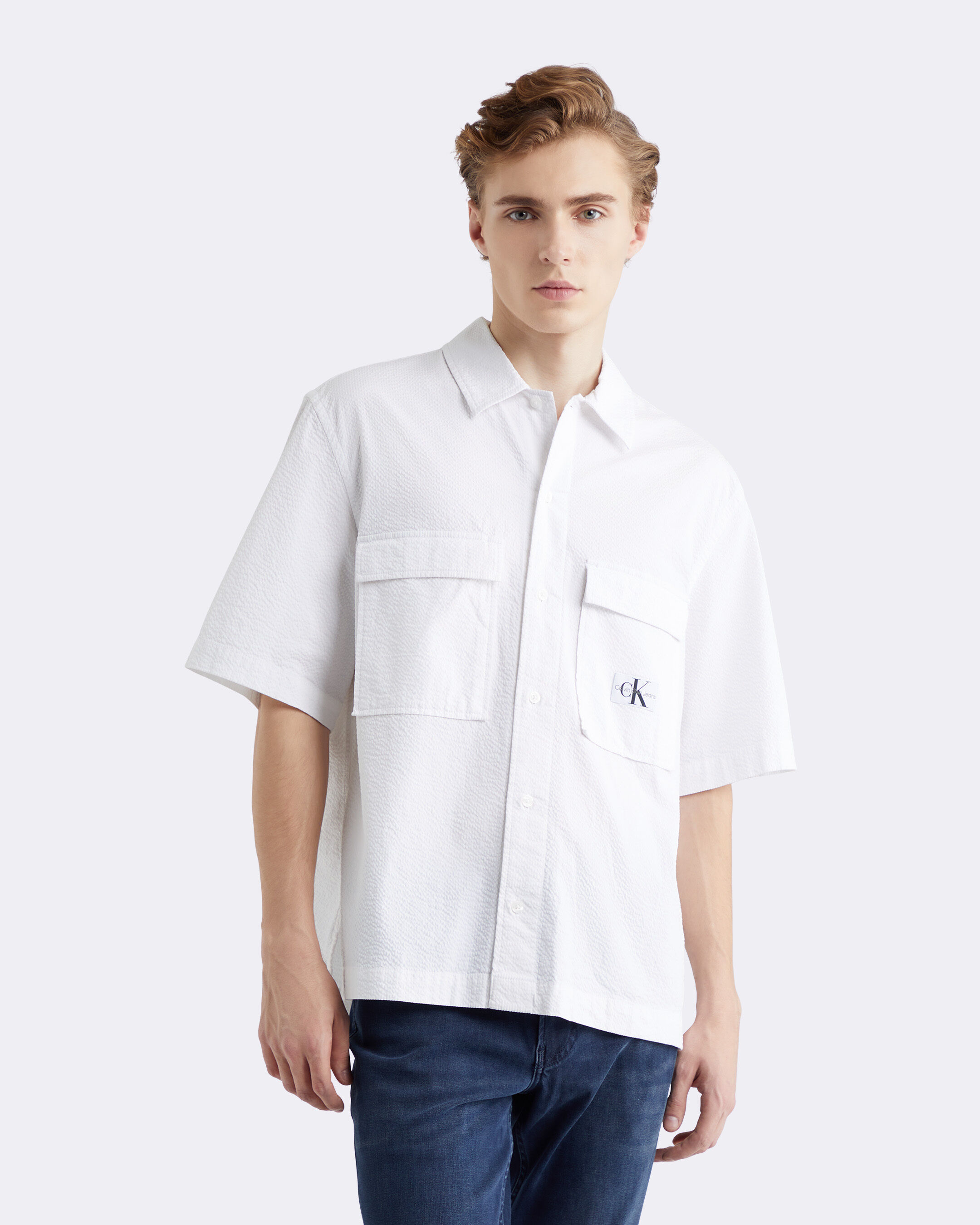 White denim clearance short sleeve shirt
