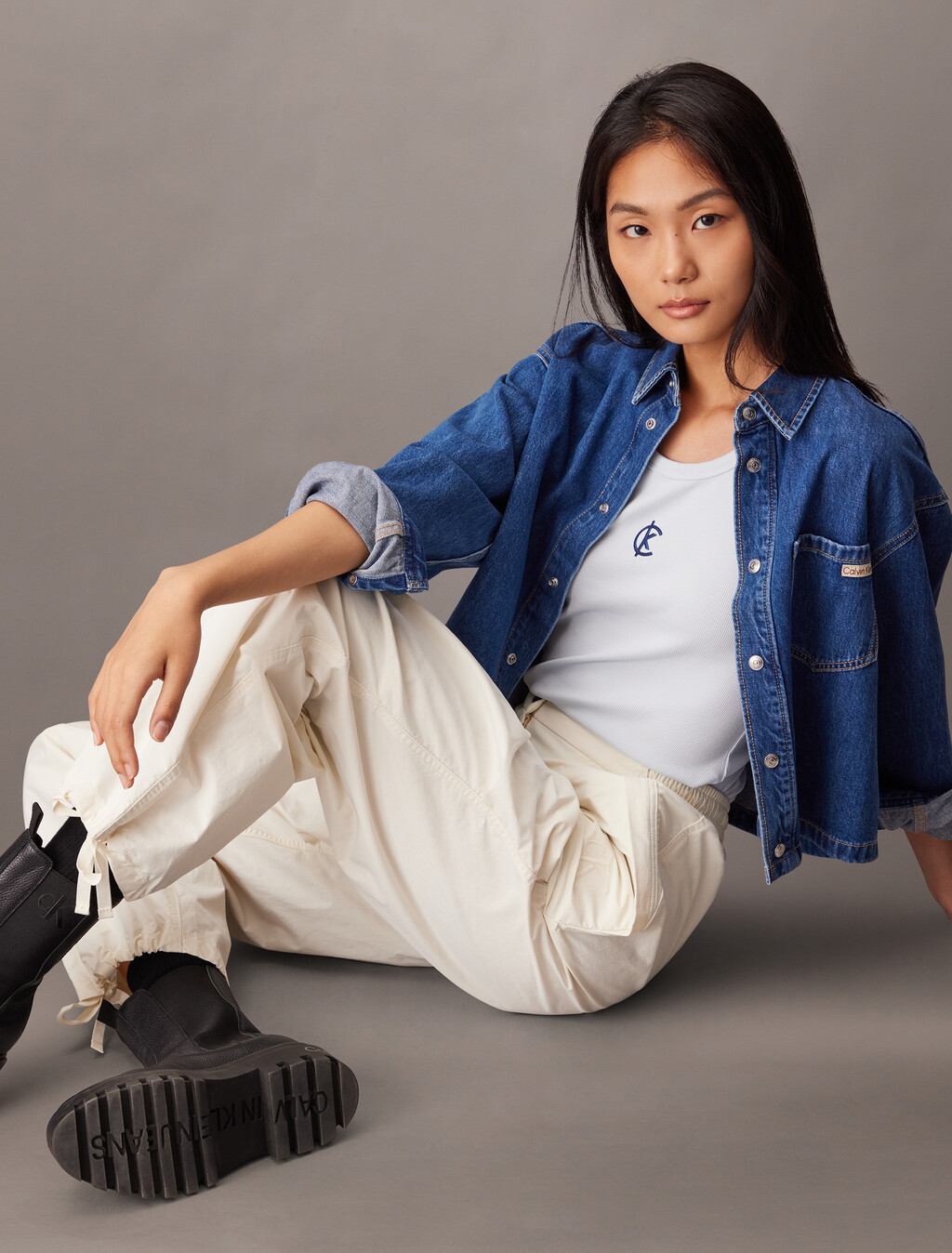 Crinkle Nylon Parachute Pant, Tofu, hi-res