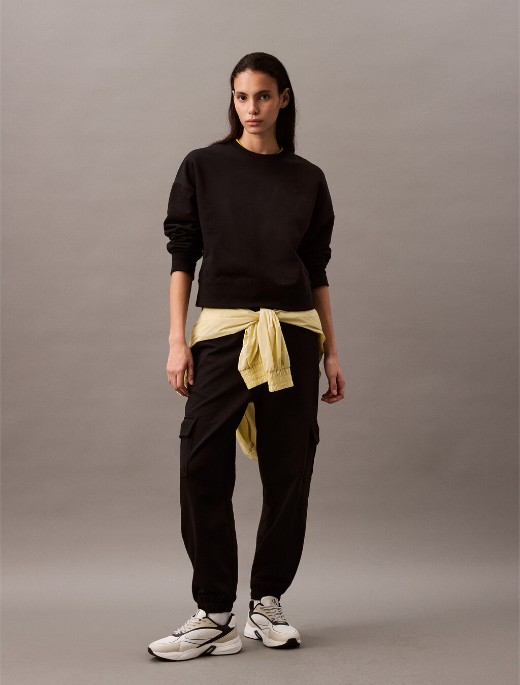 Relaxed Cotton Terry Sweatshirt, Black, hi-res