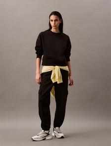 Relaxed Cotton Terry Sweatshirt, Black, hi-res