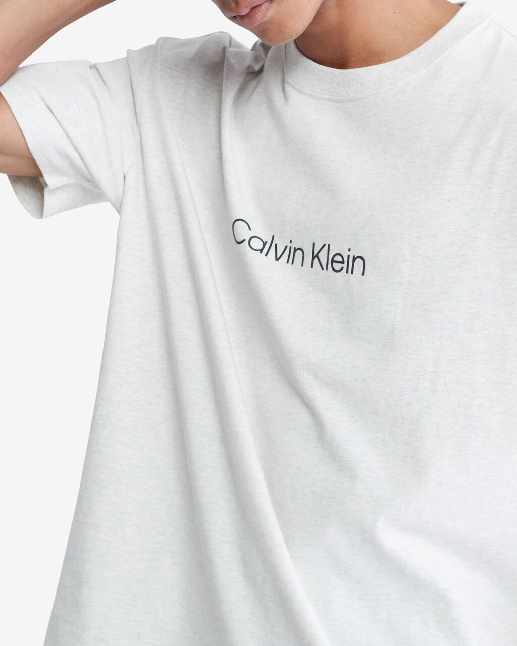 Calvin Logo Crew Neck Tee, Light Grey Heather, hi-res