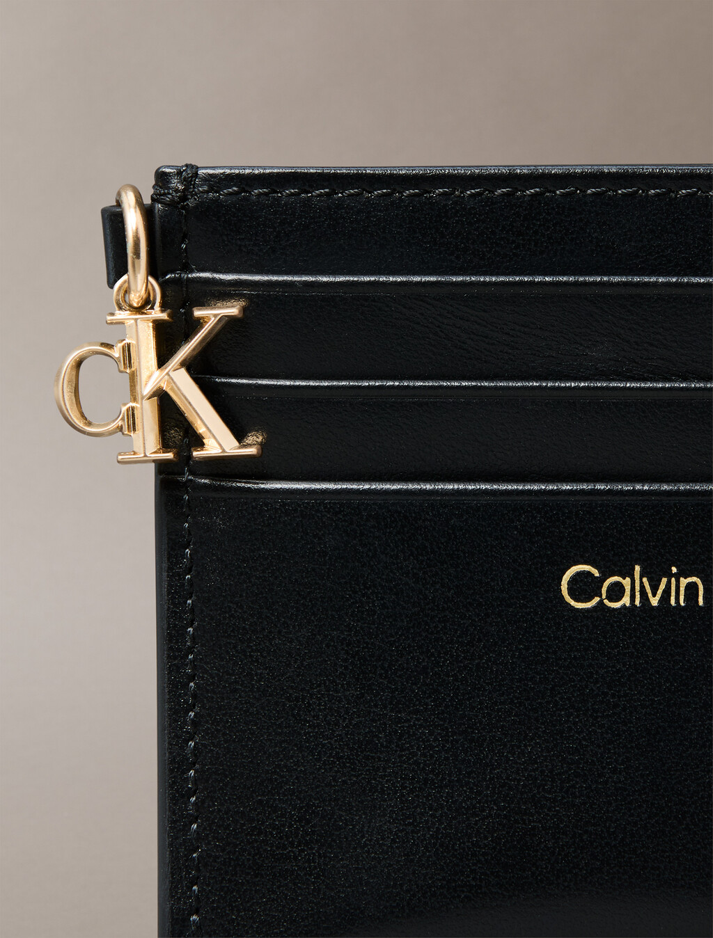Leather Zip Card Holder, Black, hi-res