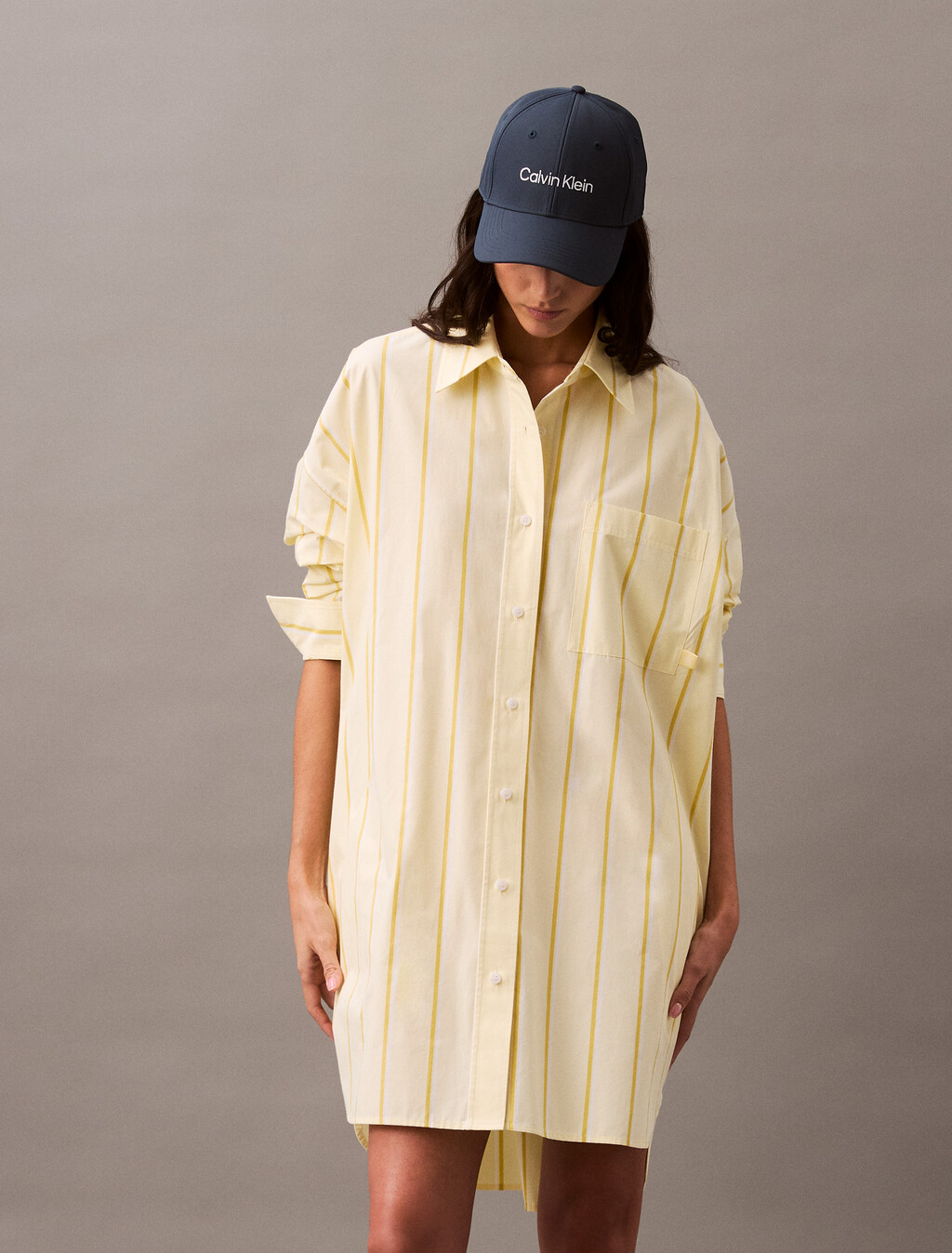 Relaxed Striped Cotton Shirt Dress, 18815 CSW25S_W013+Morning Light, hi-res
