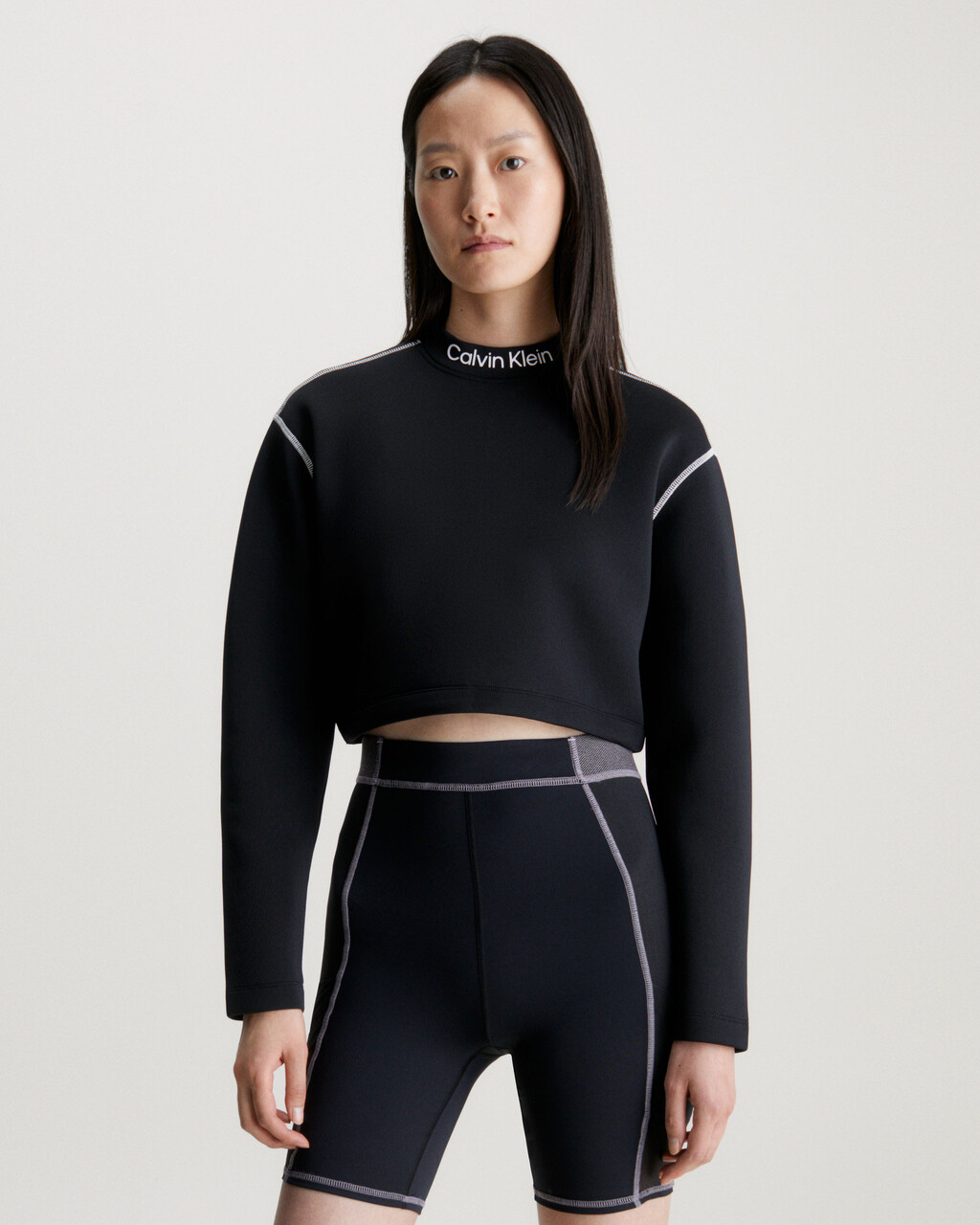 Cropped Mock Neck Logo Top, BLACK BEAUTY, hi-res