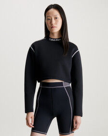 Cropped Mock Neck Logo Top, BLACK BEAUTY, hi-res