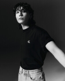 Calvin Logo Crew Neck Tee, Black Beauty, hi-res