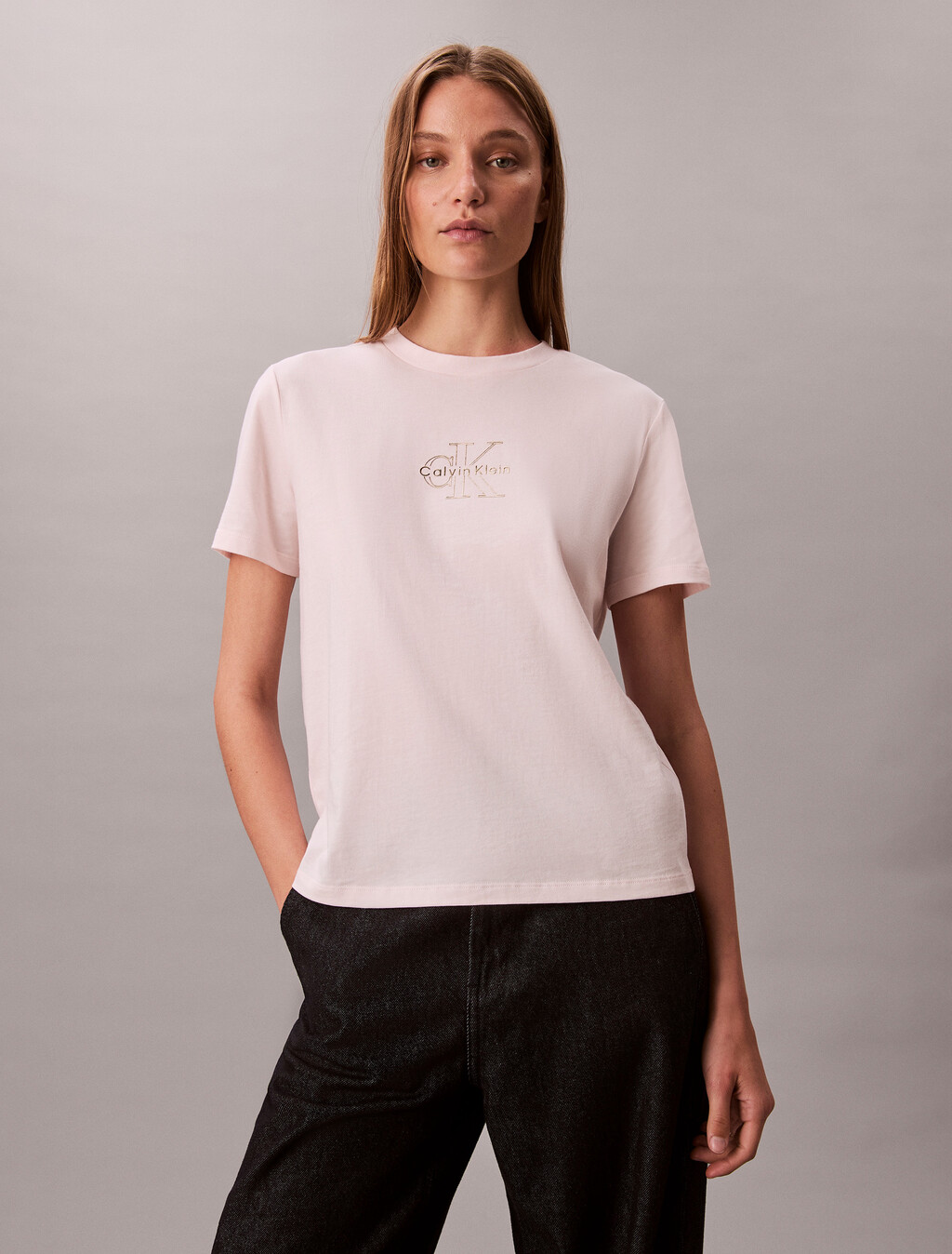 Glossy Metallic Logo T-shirt, Tender Blush, hi-res