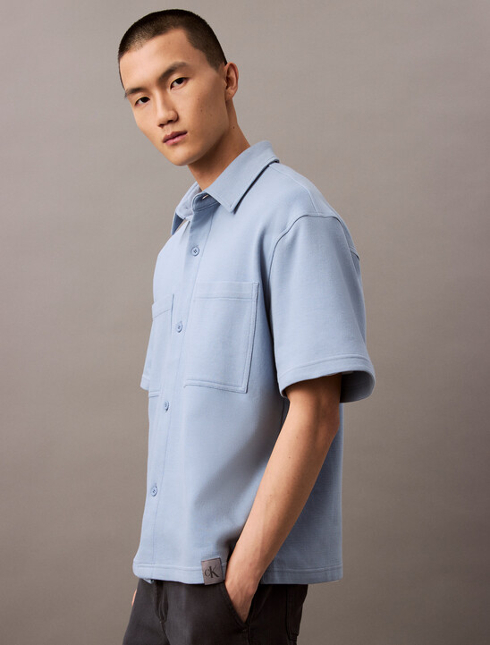 Textured Pique Relaxed Overshirt