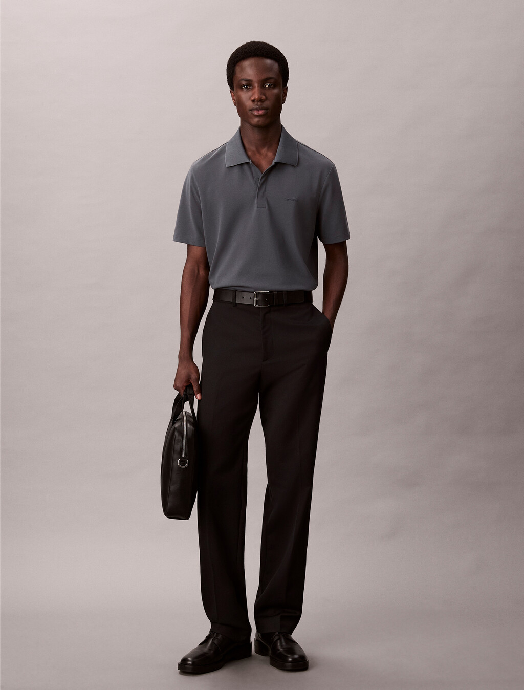Cotton Blend Pique Polo Shirt, Harlem Night Blue, hi-res
